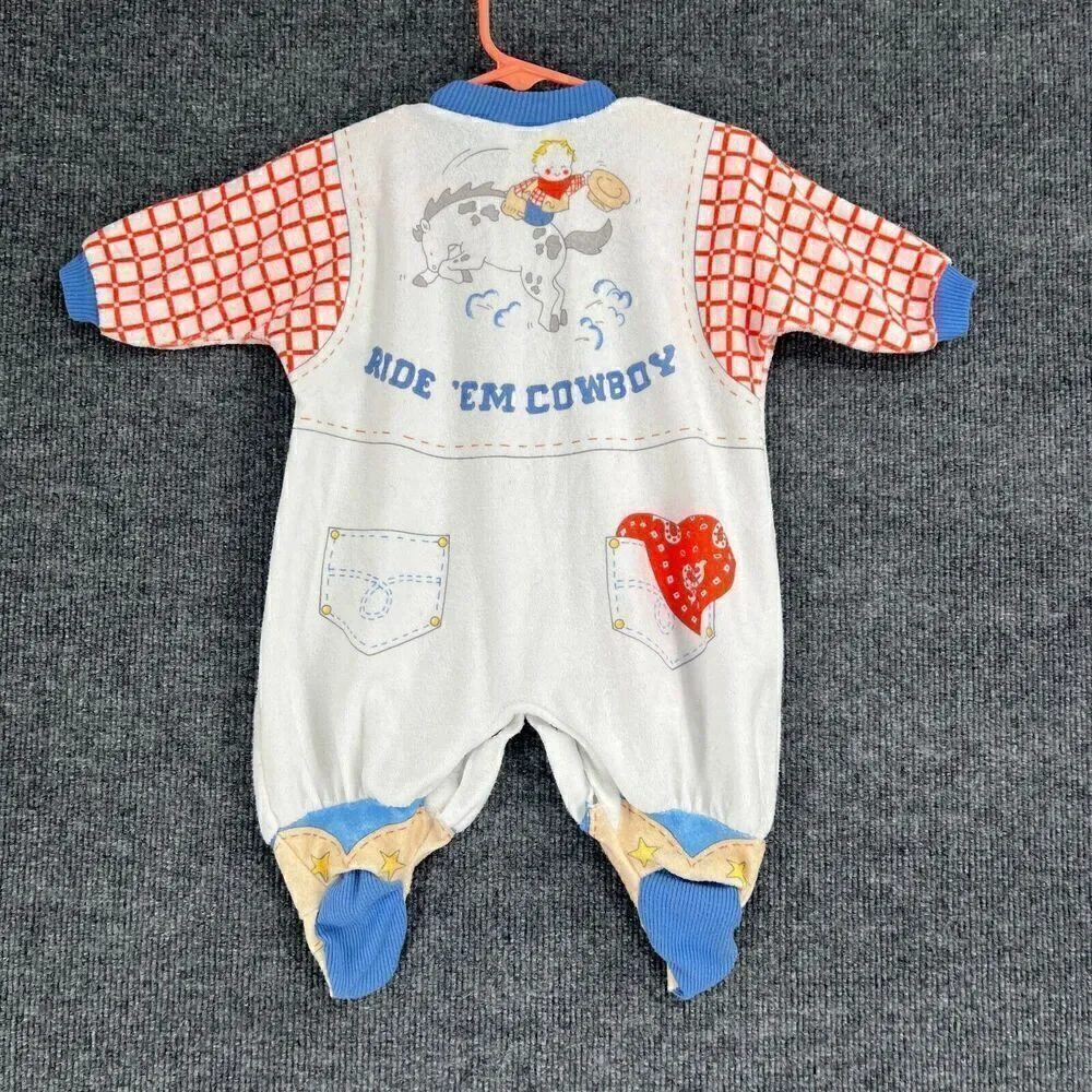 Vintage Carters Infant Sleeper One Piece Medium 12-17lbs Terry Cowboy USA Made